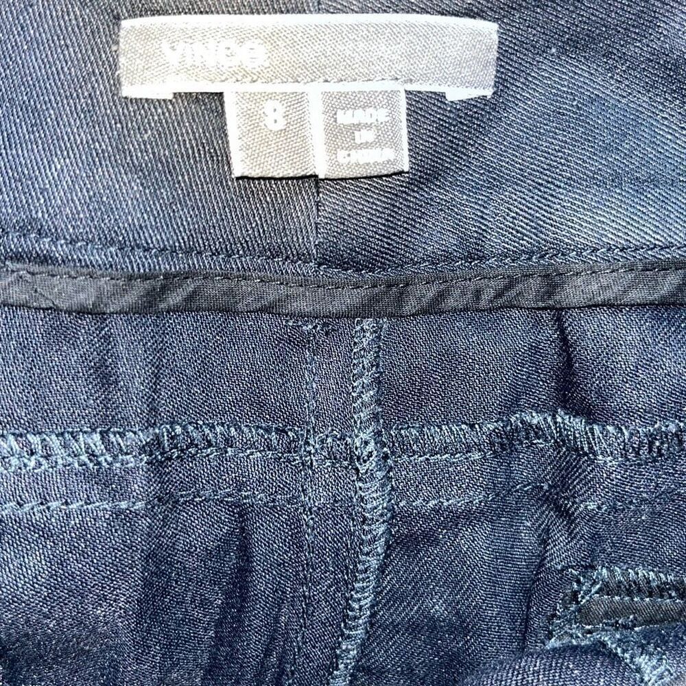 Vince Linen Blend Cargo Pocket Ankle Pants Women's Size 8 Navy Blue - Picture 3 of 15